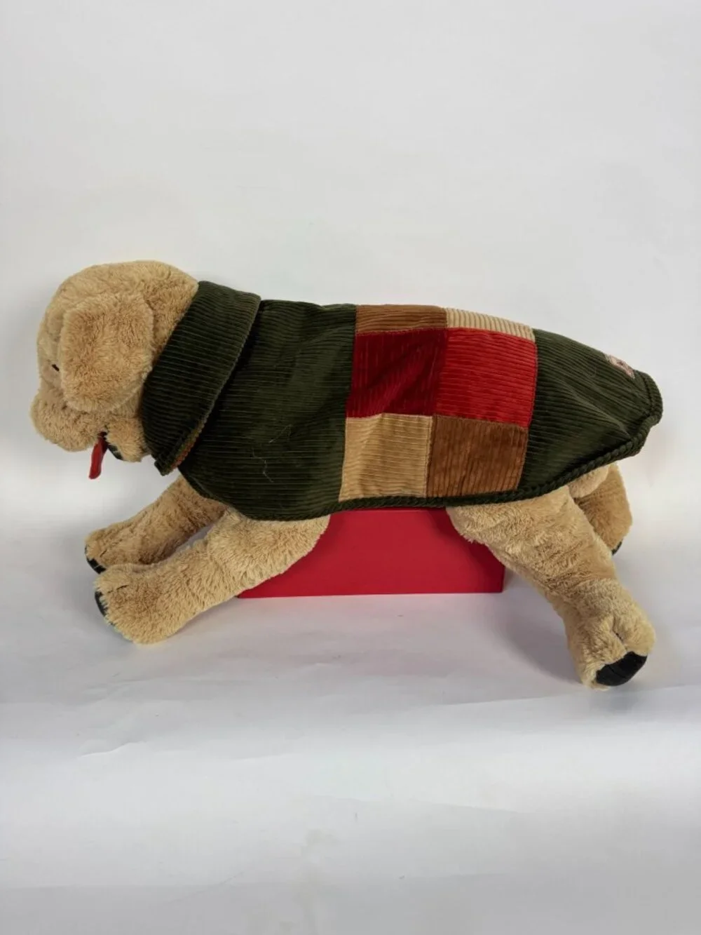 Woolrich Pet Quilted Corduroy Dog Coat Green & Brown Medium Patchwork Outdoor St